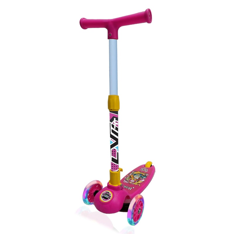 3 Wheel Kids Scooter for Kids of 3 to 10 Years  LED Magic Wheels, Smart Kick Scooter with Foldable & Height Adjustable Handle for Boys and Girls (Pink)