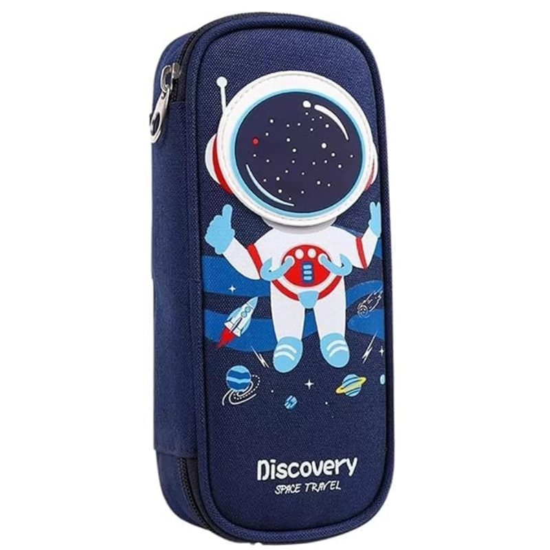 3D Space Pencil Case for Kids, Big Capacity Canvas Pencil Pouch with Zipper, Waterproof & Durable Large Storage Pencil case for Kids