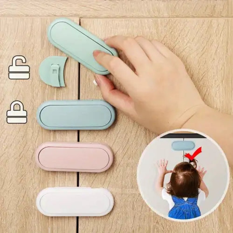 Baby Safety Multifunction Locks with Dual Adhesive Tape – Childproof Cabinets, Drawers, Appliances, Toilet Seat, Fridge – 2 Pack Contains 4 Pcs – Assorted Color