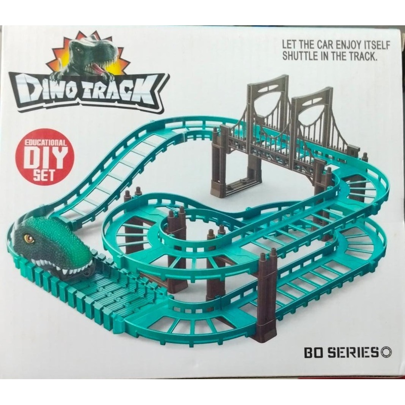 Dino Track Playset with Curved Track Rail, Offers Educational Fun and Excitement, Perfect for Kids (Multicolor)