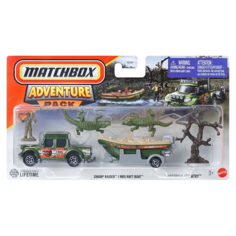 Matchbox by Mattel – 2025 Matchbox Adventure Pack- Pack of 1 Pcs – Swamp Raider & MBX Raft Boat