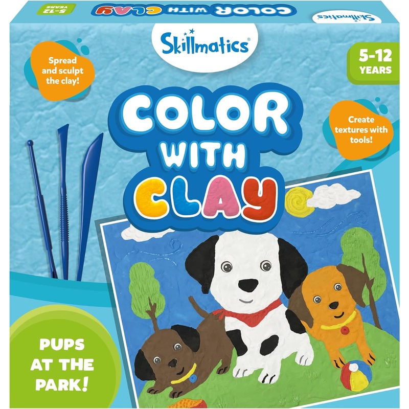 Skillmatics Art & Craft Kit – Color with Clay, No Mess Art, Create a Clay Canvas of Pups at The Park