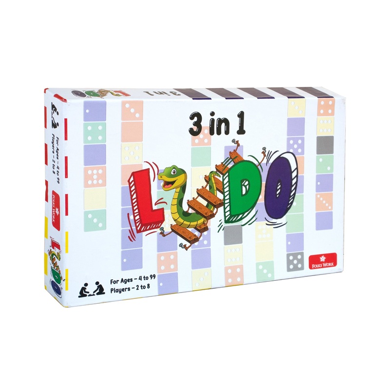Folks Work Ludo 3 in 1 Assorted Colours