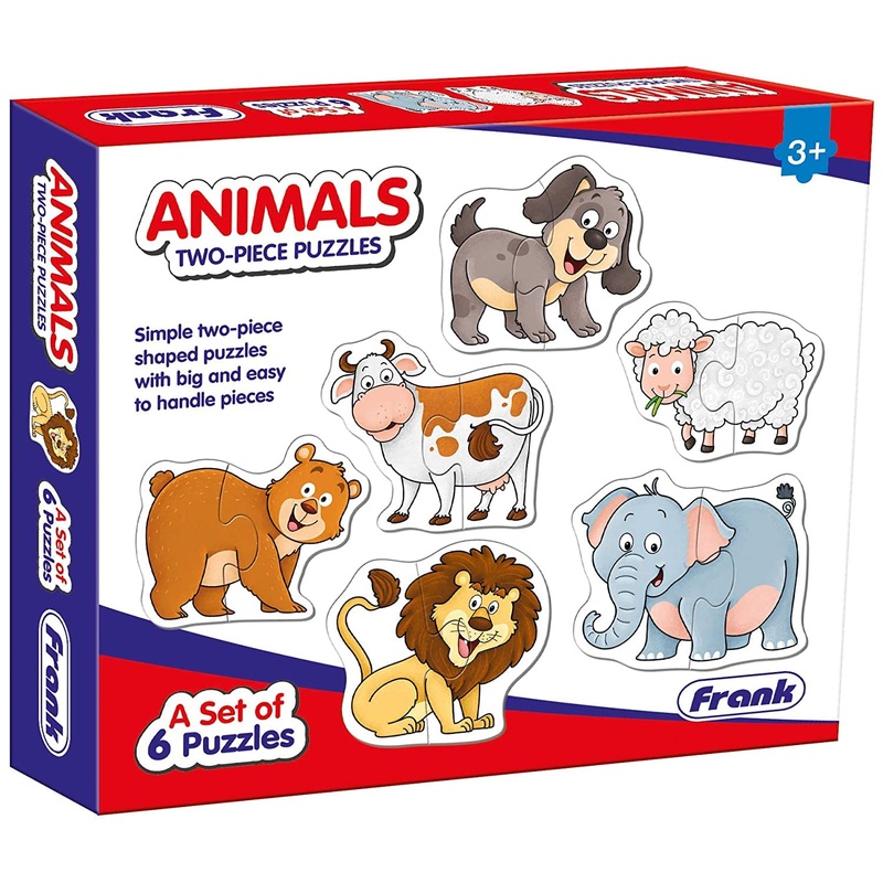 Frank Animals Puzzles – A Set of 6 Two-Piece Shaped Jigsaw Puzzles