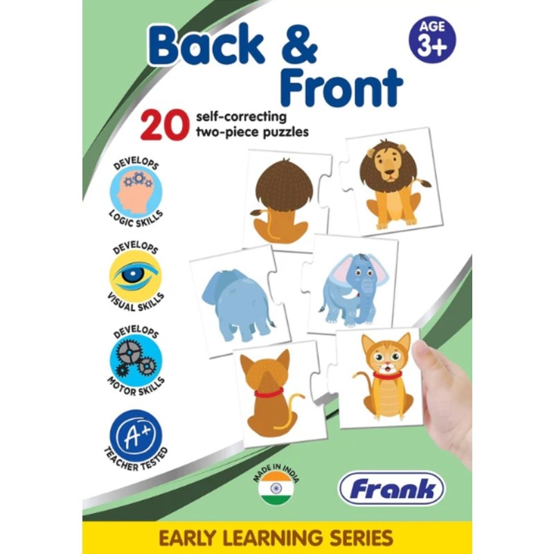 Frank Back & Front  (40 Pieces) 20 Self-Correcting 2 Pcs Puzzle – Early Learner Jigsaw Puzzle Set with Images for Kids 3 Years and Above