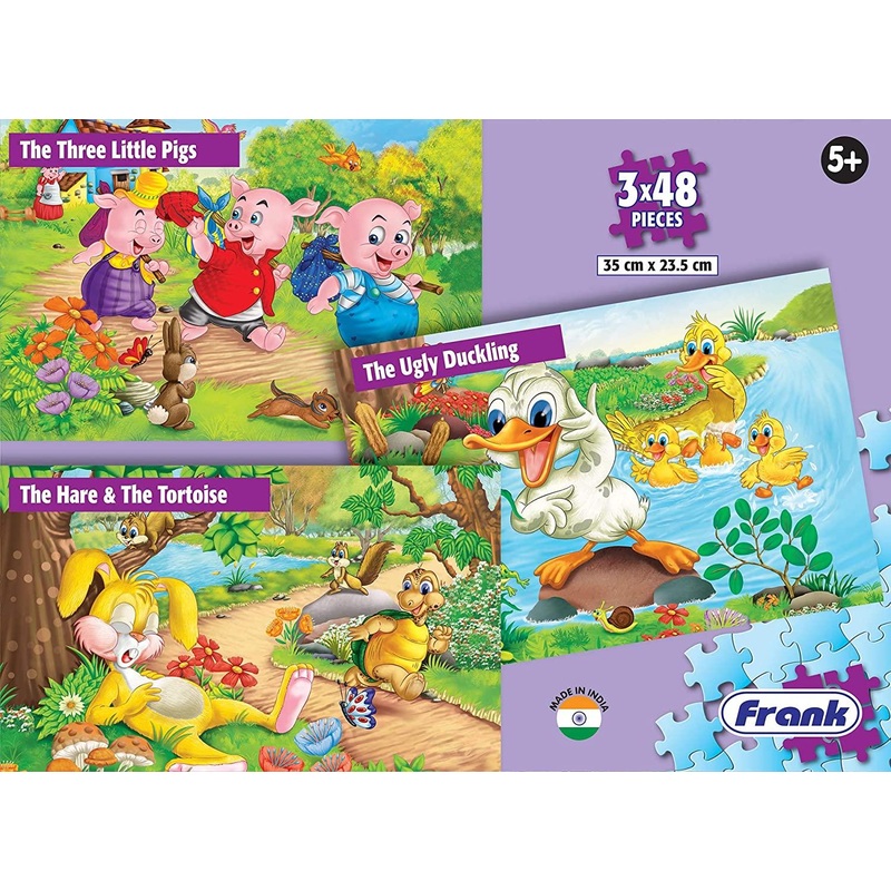 Frank Favourite Stories Puzzles (48 Pieces) 3 in 1 Jigsaw Puzzle for Kids Above 5+ Years – Fun & Challenging Brain Booster Games