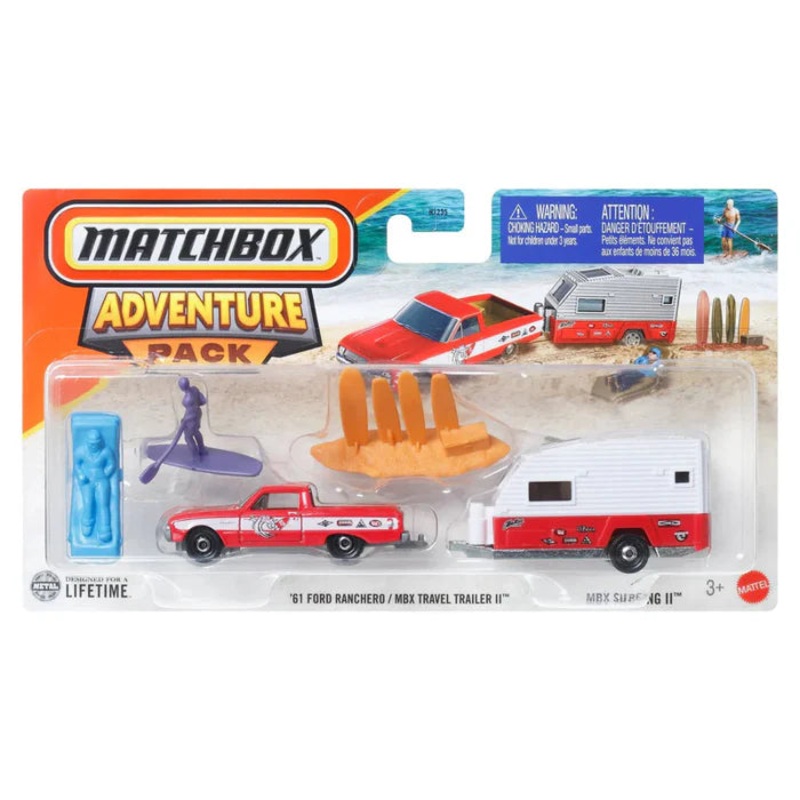 Matchbox by Mattel – 2025 Matchbox Adventure Pack- Pack of 1 Pcs – 61 Ford Ranchero & MBX Travel Trailer II