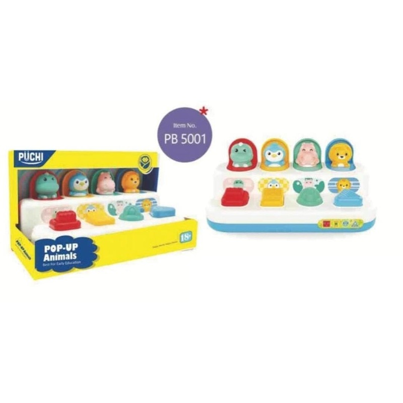 Puchi Pop-Up Animals Toy  Multicolor Interactive Early Learning Toy for Toddlers