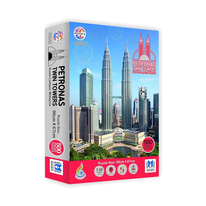 Ratna’s Petronas Twin Towers Malaysia 500 Pieces Jumbo Floor Jigsaw Puzzle Multicolor