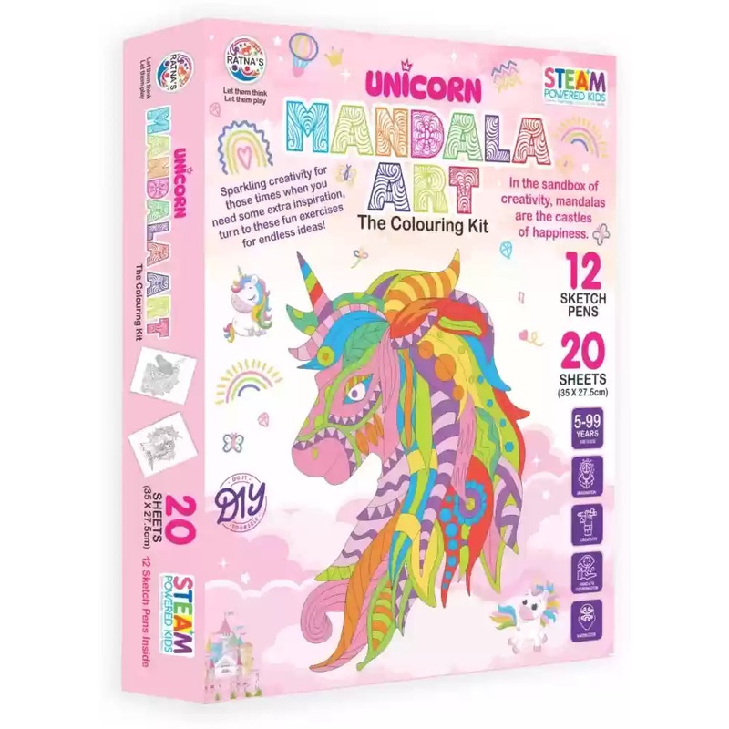 Ratnas Unicorn Mandala Art Kit – Multicolor Assorted