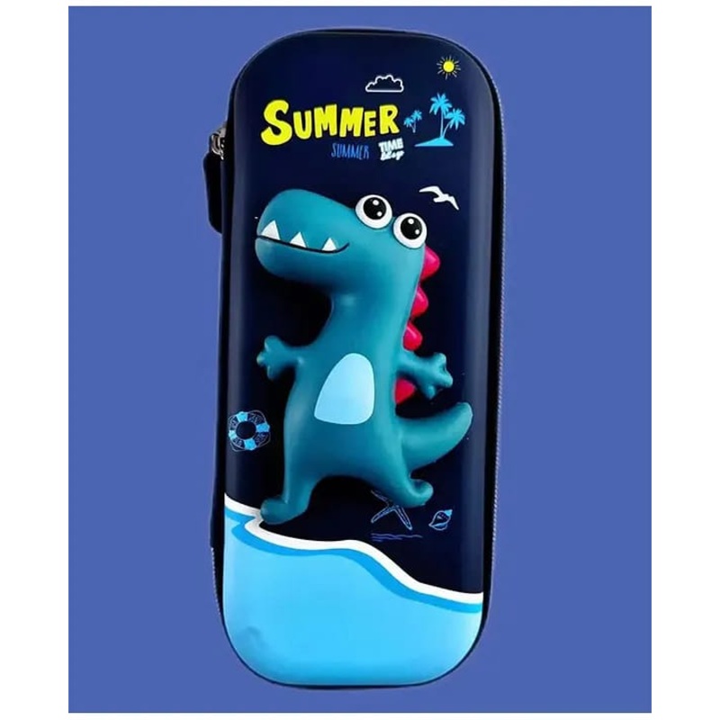 3D Decompression Stereo Cartoon Cute Pencil Case Holder EVA Carrying Pen Bag Pouch Simple Stationery for Adults Kids – Sapphire Dinosaur