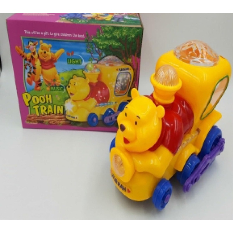 Battery Operated Big Bear Pooh Train With Beautiful Lighting Music Effect Toy For Kids – Multicolor