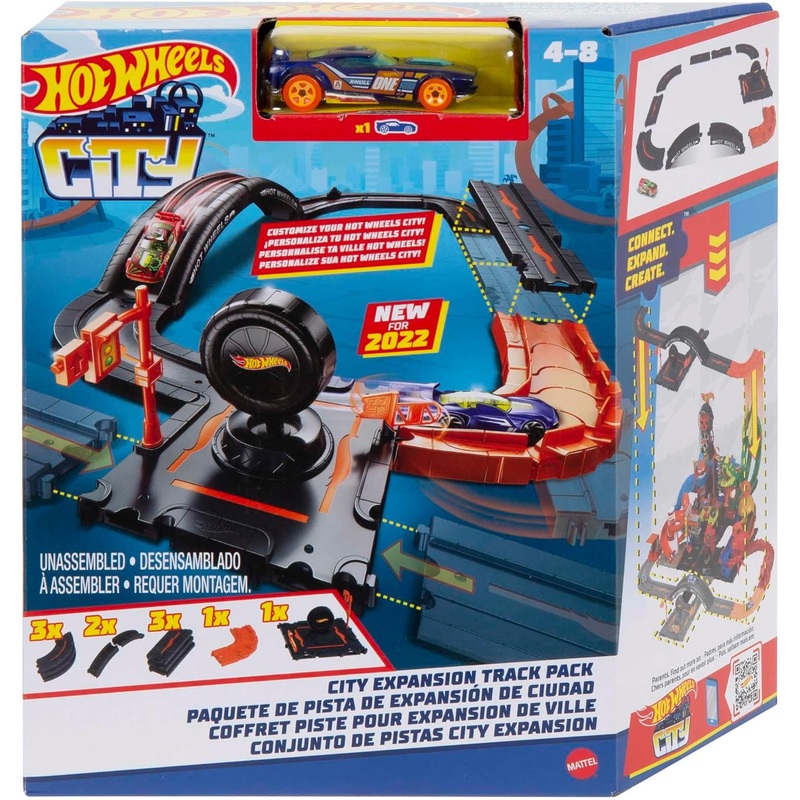 Hot Wheels Toy Car Track Set City Track Pack, Multiple Component Parts, 1:64 Scale Vehicle