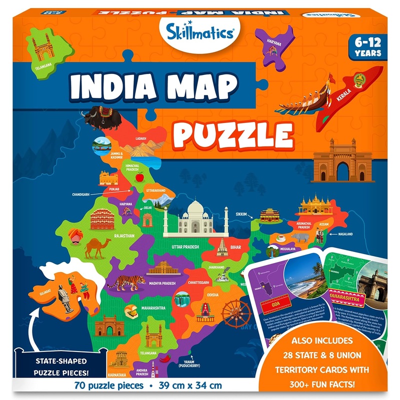 Skillmatics India Map Puzzle – 70 Pieces, Educational Toy For kids – Multicolor