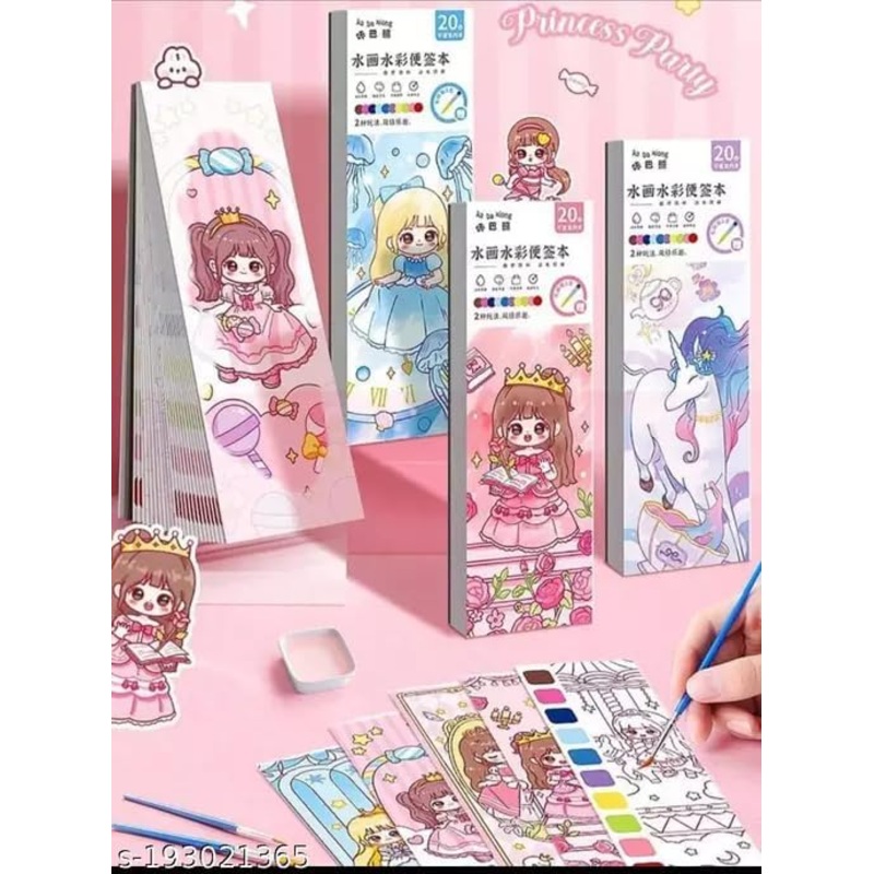 Watercolor Coloring Book, 2 in 1 Painting and Drawing Book with Paint Brush, DIY Bookmark for Kids, Magic Water Book for Kids, 20 Sheets Painting Book for Kids