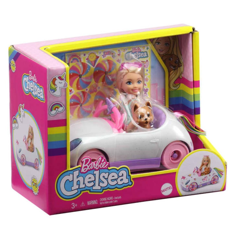 Barbie Club Chelsea Doll With Open-Top Rainbow Unicorn- Multicolor