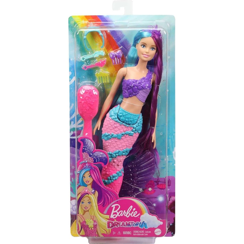 Barbie Dreamtopia Mermaid Doll (13-inch) with Extra-Long Two-Tone Fantasy Hair, Hairbrush, Tiaras and Styling Accessories