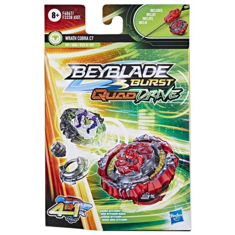 Beyblade Burst QuadDrive Wrath Cobra C7 Spinning Top Starter Pack — Battling Game Top Toy with Launcher