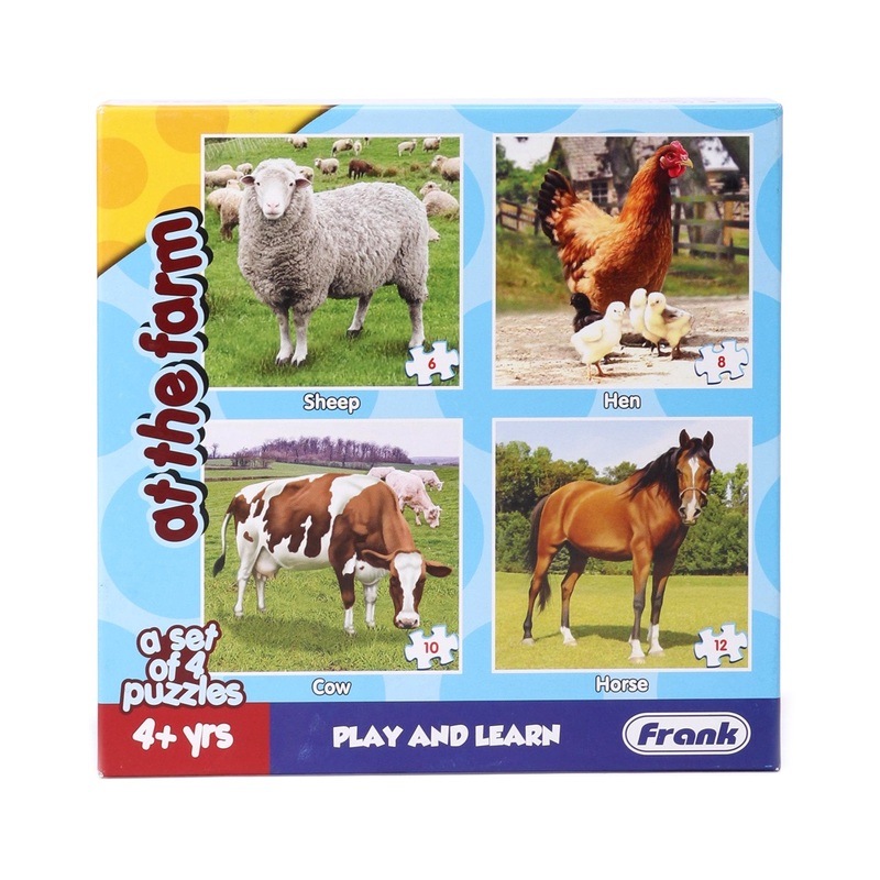 Frank At The Farm Jigsaw Puzzle Multicolor Set of 4 – 36 Pieces