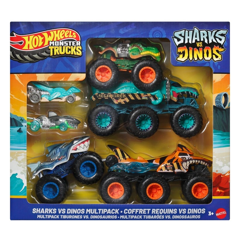 Hot Wheels Monster Trucks Sharks vs Dinos 6-Pack  Big Rigs, Monster Trucks & Die-Cast Cars (Imported Multipack)