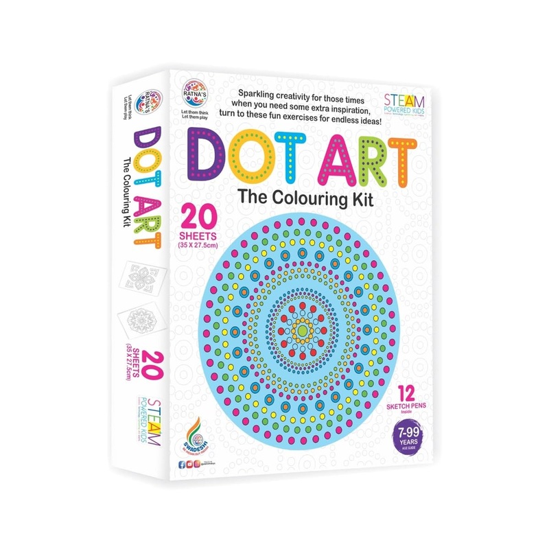 Ratna’s Dot Art Colouring Kit with 12 Sketch Pens for Kids