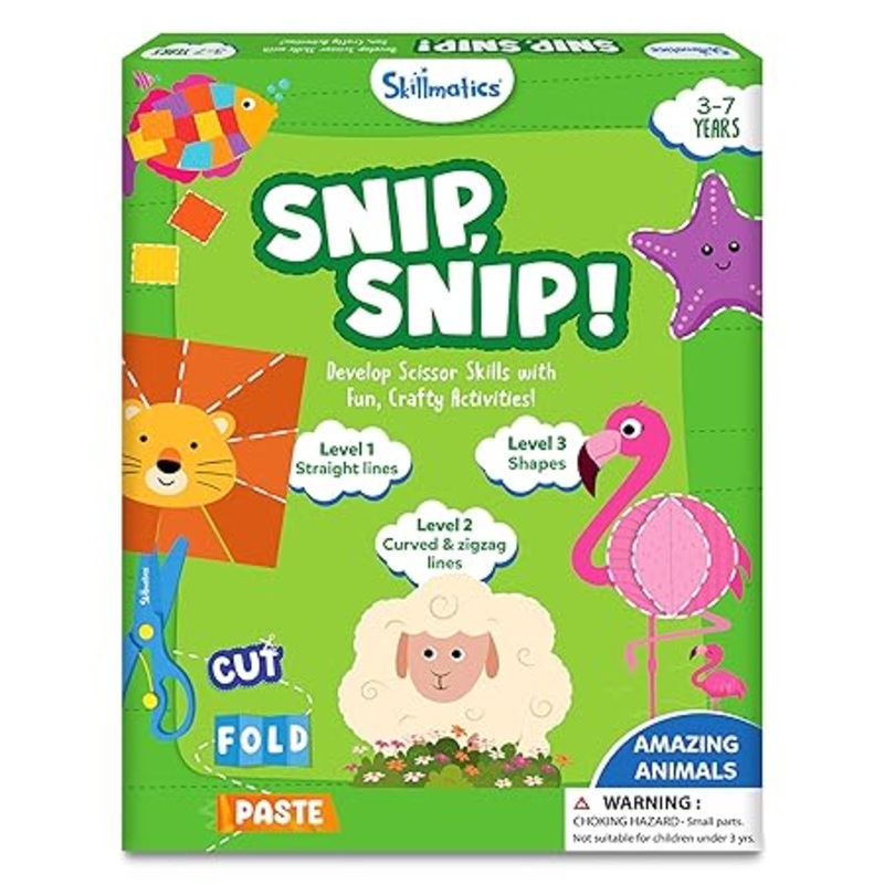 Skillmatics Art & Craft Kit – Snip, Snip Animals, Practice Scissor Skills with Activity Book For Kids