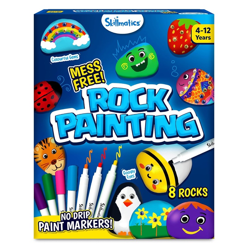Skillmatics Rock Painting Kit – Mess-Free Art & Craft Activity for Girls & Boys – Multicolor
