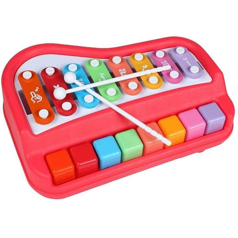 2 in 1 Musical Melody & Educational Piano Xylophone Musical Instruments with 8 Keys Big Size (Multicolor)