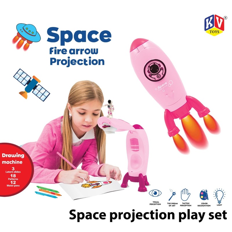 Drawing Projector for Kids, Projection Drawing Board, Space Shuttle Drawing Projector for Kids with Rocket Ship Toys for Kids