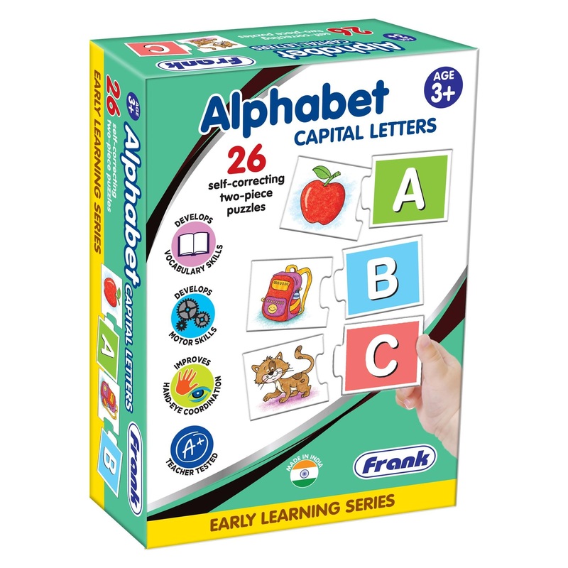 Frank Alphabet Capital Letters 26 Self Correcting 2 Piece Puzzle For Kids – Multicolor