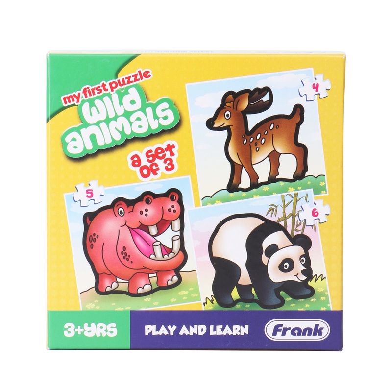Frank Wild Animals Puzzle Set of 3 Multicolor – 15 Pieces