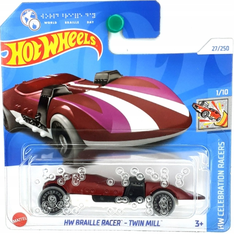 Hot Wheels Imported Premium – HW Celebration Racers – HW Braille Racer – Twin Mill – Long Card