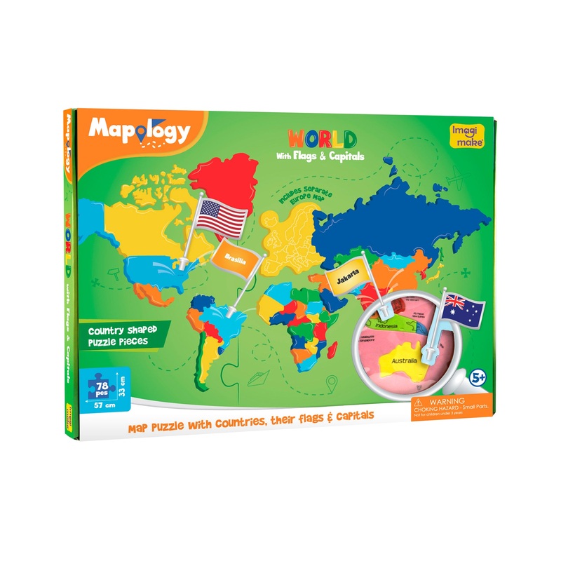 Imagimake Mapology World With Flags and Capitals Multicolour
