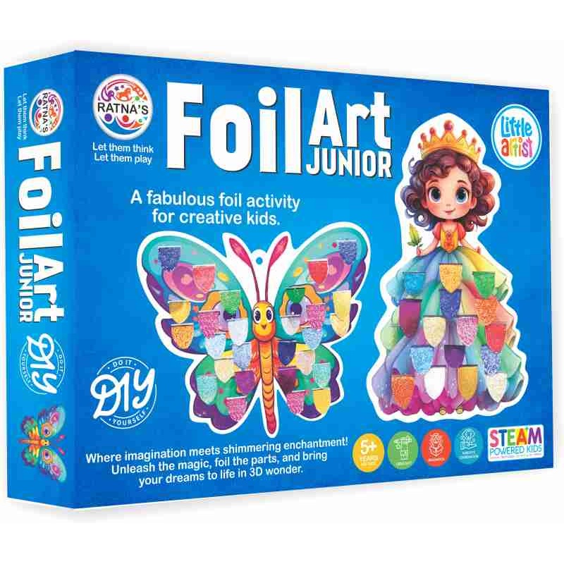 RATNA’S Junior Foil Art Kit DIY Creative Activity Kit – Foil Fun Craft Kits & Supplies for Kids and Adults