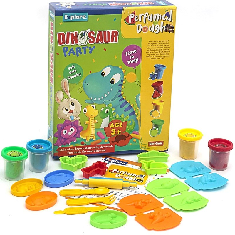 Explore Perfumed Dough | Dinosaur Party Fun & Creative Learning Activity Toy Set for Role-Play Perfumed Dough for Kids