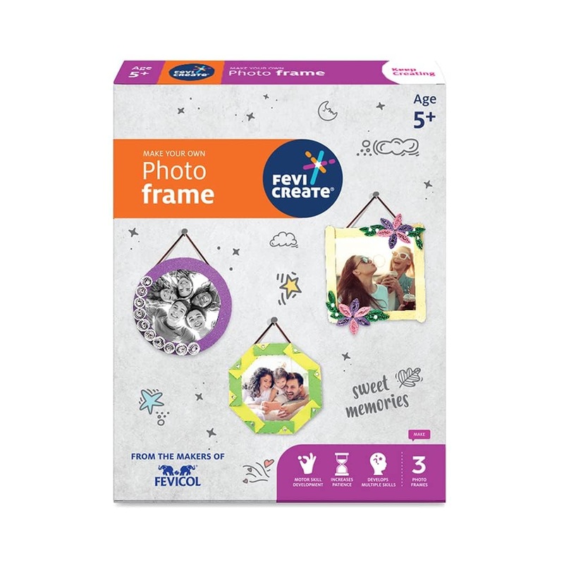 Fevicreate Photo Frame Art & Craft Kit | Make 3 Photo Frames with Origami, Quilling, Craft & more | Boost Child’s Creativity | By Fevicol