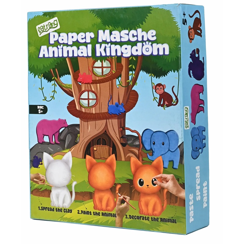 Folks Work Satrang Paper Mache Animal Kingdom | Multicolor