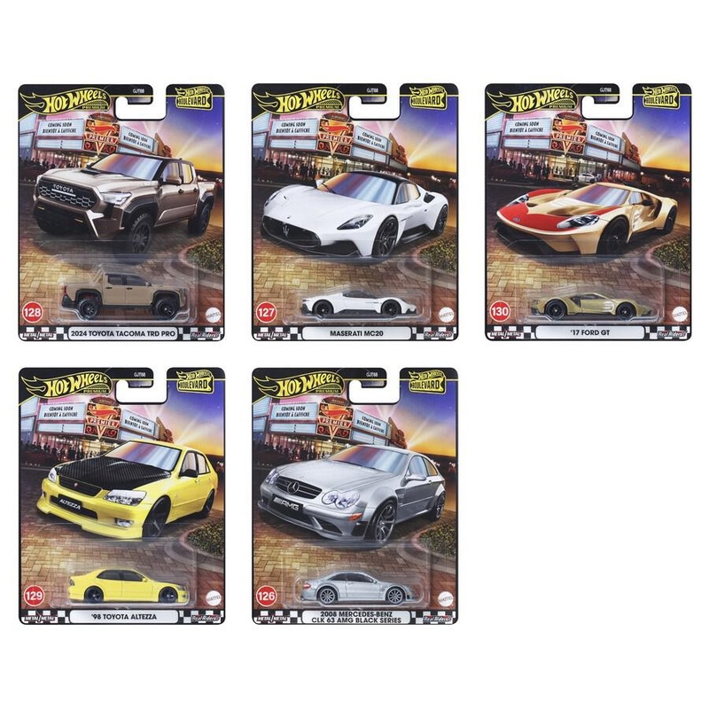 Hot Wheels Premium Boulevard Series (126130)  Set of 5 Metal/Metal Collector Cars (Real Riders, 1:64 Scale)