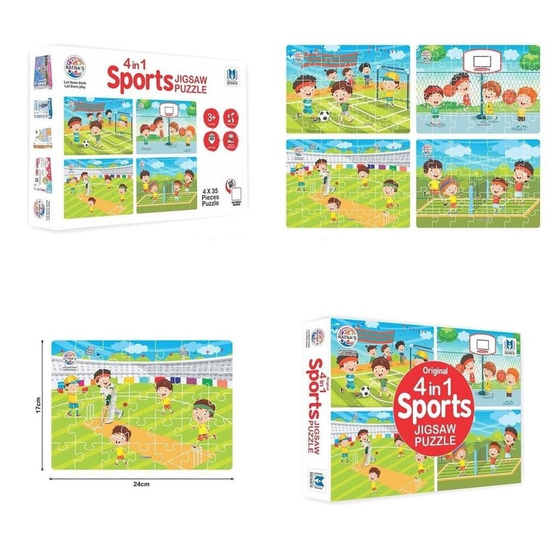 Ratna’s 4 in 1 Indian Sports Jigsaw Puzzle Mutlicolor For Kids