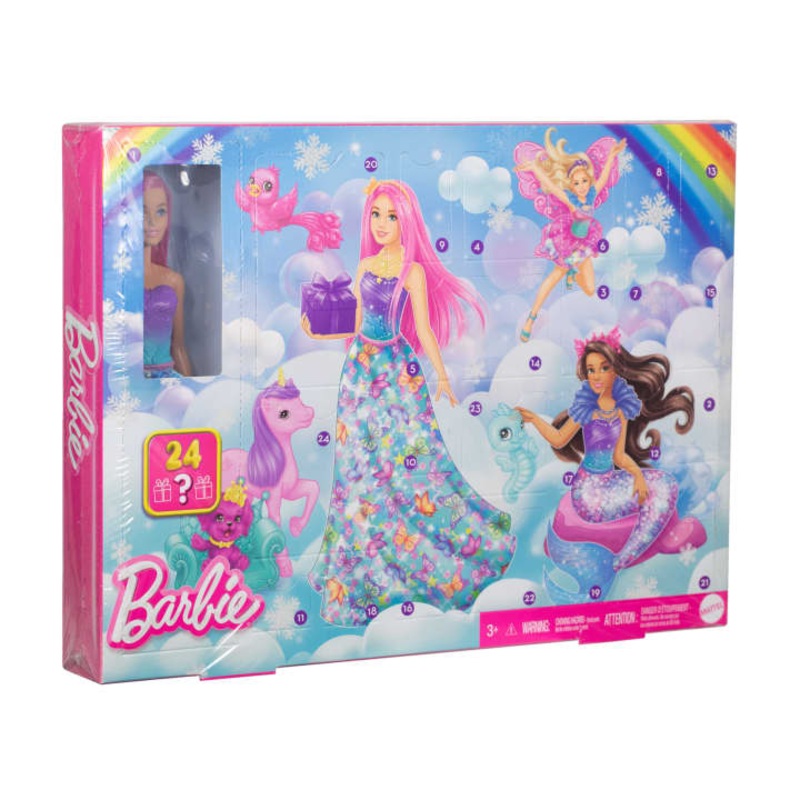 Barbie Advent Calendar, Fashion Doll & 24 Surprise Accessories, Transform To Mermaid & More | HRG90