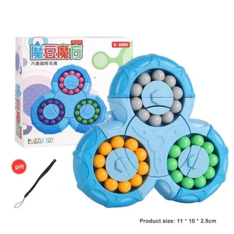 Cots and Cuddles 2-in-1 Triangle Rotating Puzzle & Spinner Magic Bean Fingertip Toy (Random Colour)