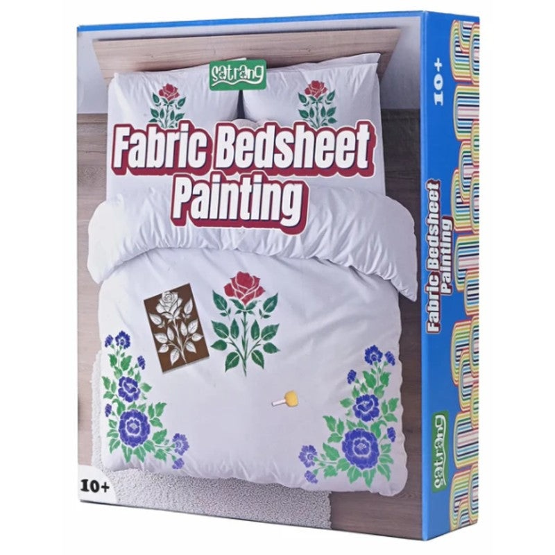 Folks Work Satrang Fabric Bedsheet Painting | Multicolor
