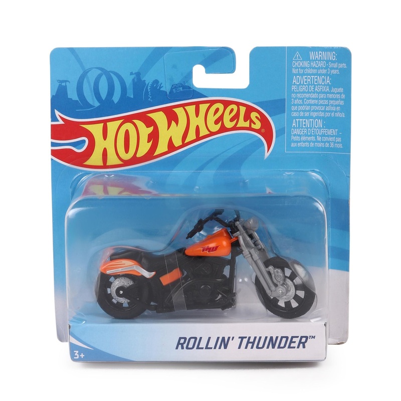 Hot Wheels Die Cast Free Wheel Rolling Thunder Bike – Orange & Black