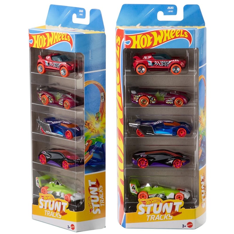 Hot Wheels – Stunt Tracks Car – Set of 5 – Multicolor – JBJ83