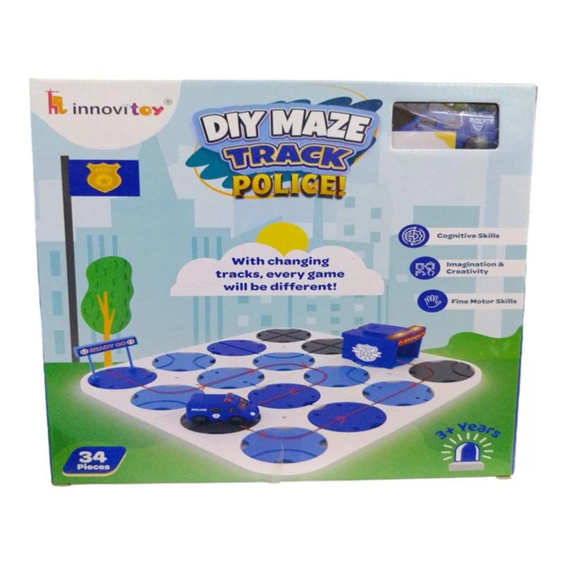 Innovitoy Educational DIY Maze Track Set – 4 Variants (Construction, Fire, Police, School)