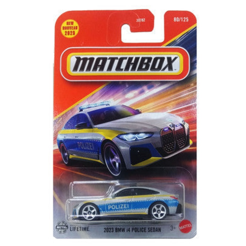 Matchbox Cars – Combo Pack of 2 Pcs – 2023 BMW i4 Police Sedan | MBX Load Lifter / Chargeuse MBX