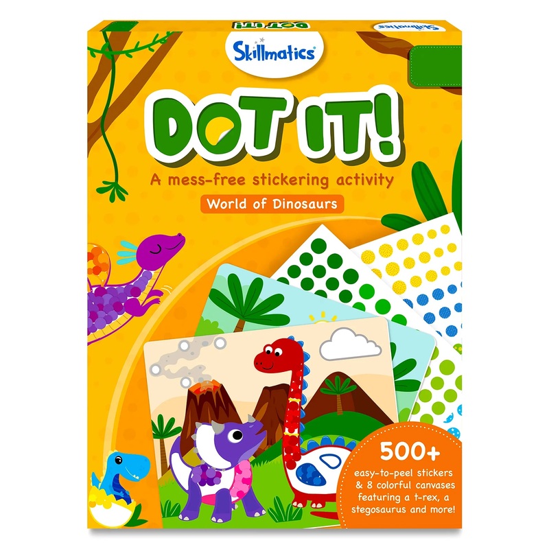 Skillmatics Art Activity Dot it – No Mess Sticker Art, 8 Dinosaur Themed Pictures, Gifts for Ages 3 to 6