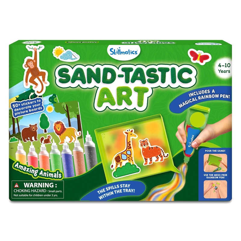 Skillmatics Sand Art Activity – Animals, Create & Stick 50+ Colorful Stickers, Creative Craft Kits & Supplies for Kids, Gifts for Girls & Boys | Multicolor