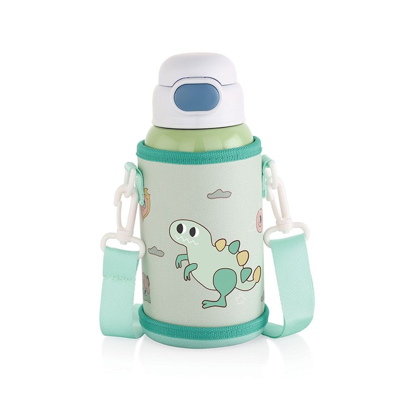 500ml Kids Thermos Bottle  Stainless Steel Straw Cup with Case | Cartoon Leak-Proof Vacuum Flask | Children Thermal Water Bottle