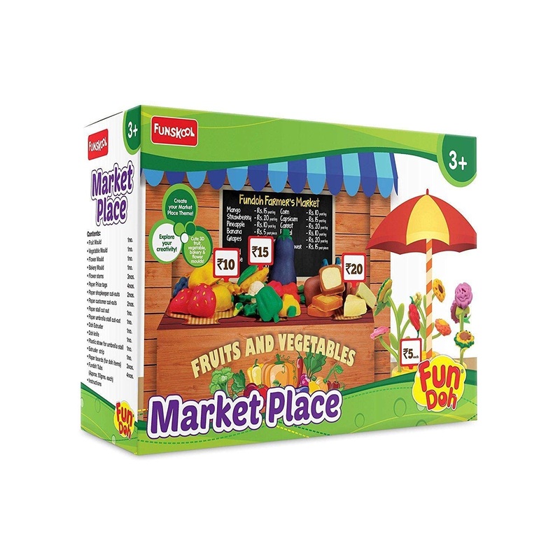 Fun Dough by Funskool Fruits And Vegetables Market Place (Color May Vary)